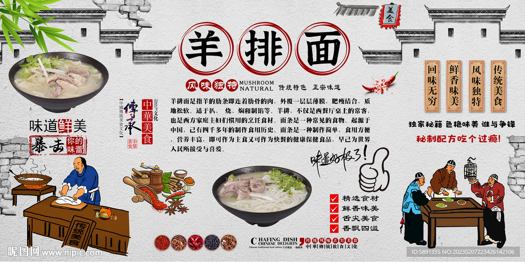 羊排面背景墙