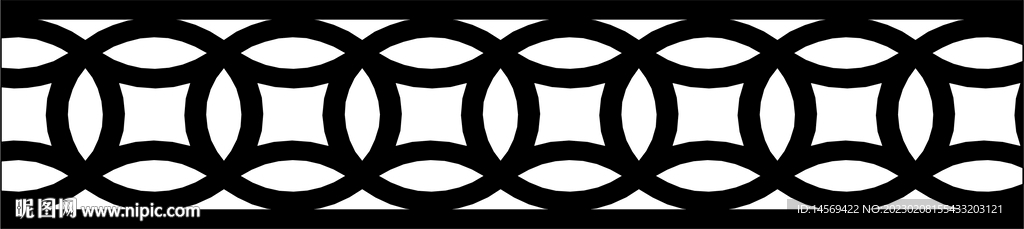 铜钱纹花边镂空花矢量