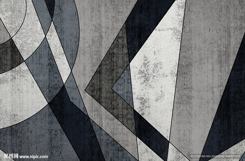 黑白灰色块抽象地毯