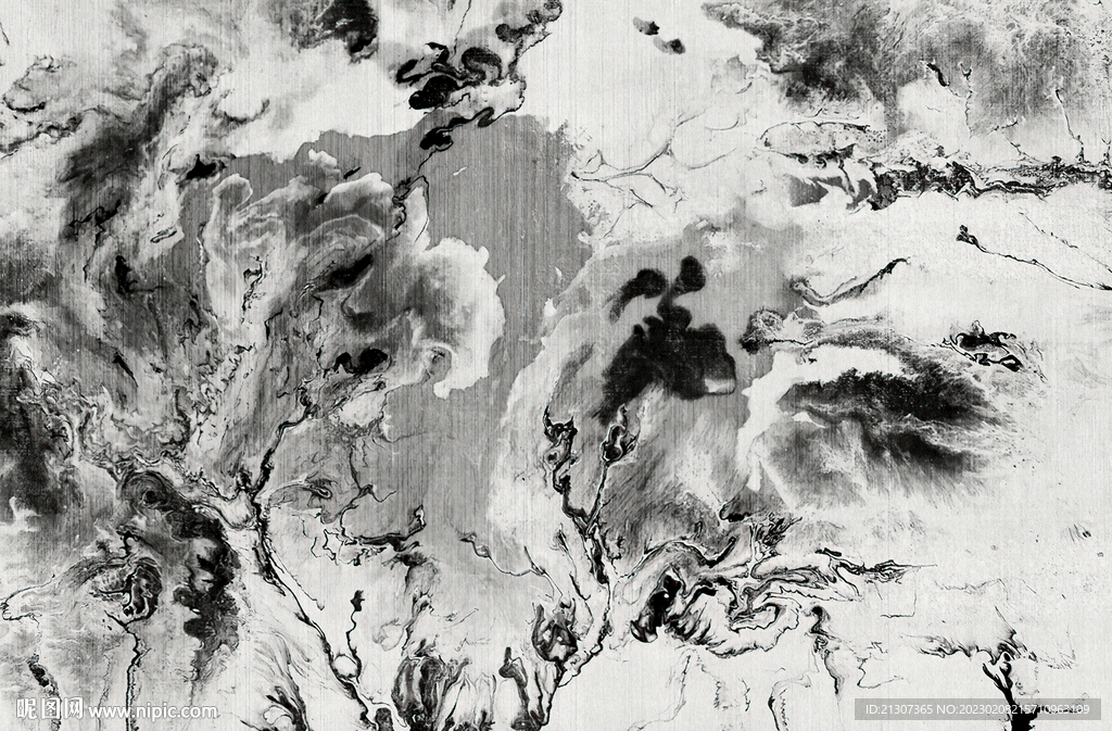 黑白水墨抽象地毯