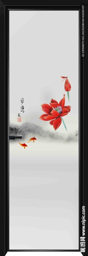 高清分层透明底平开门打印图