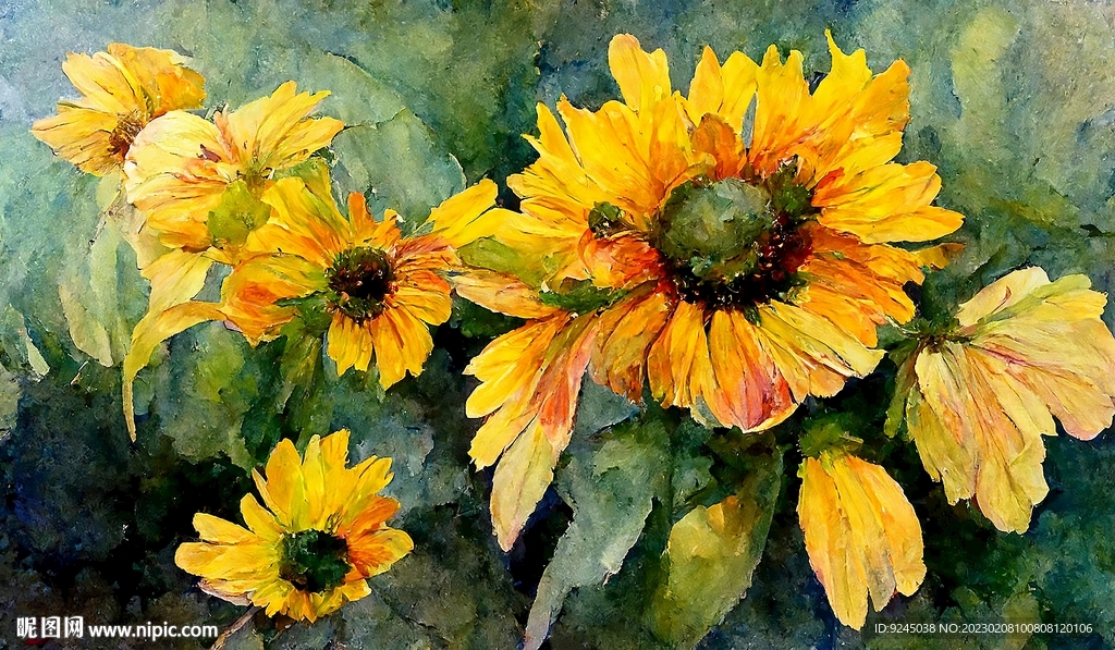 北欧风向日葵花卉挂画装饰画