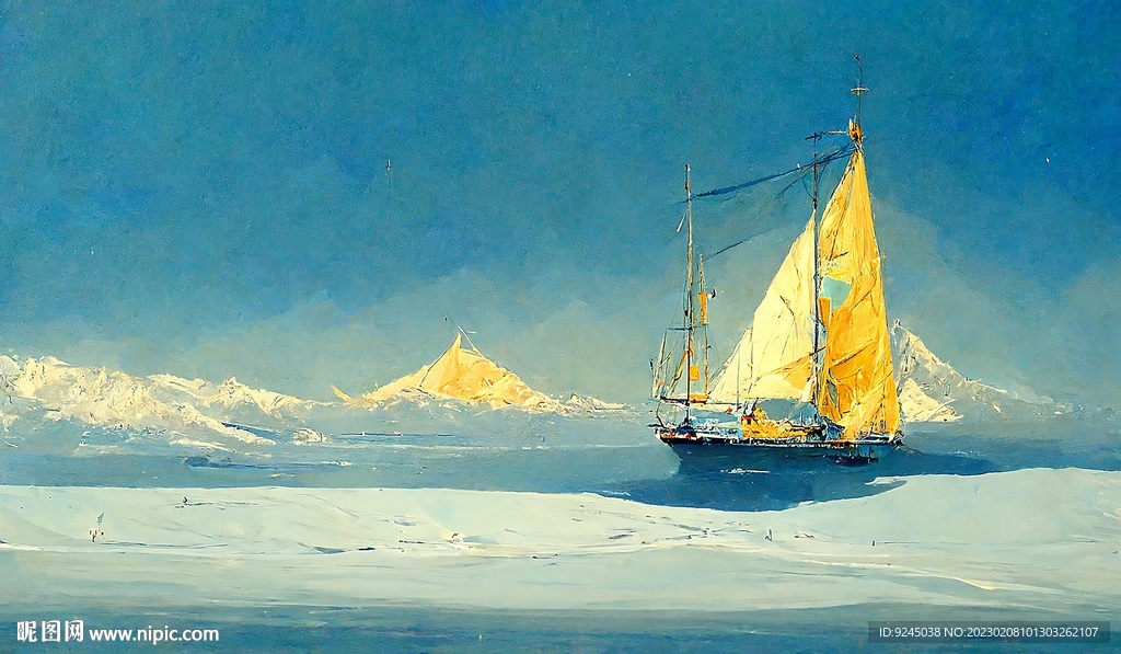 大海金色帆船装饰画