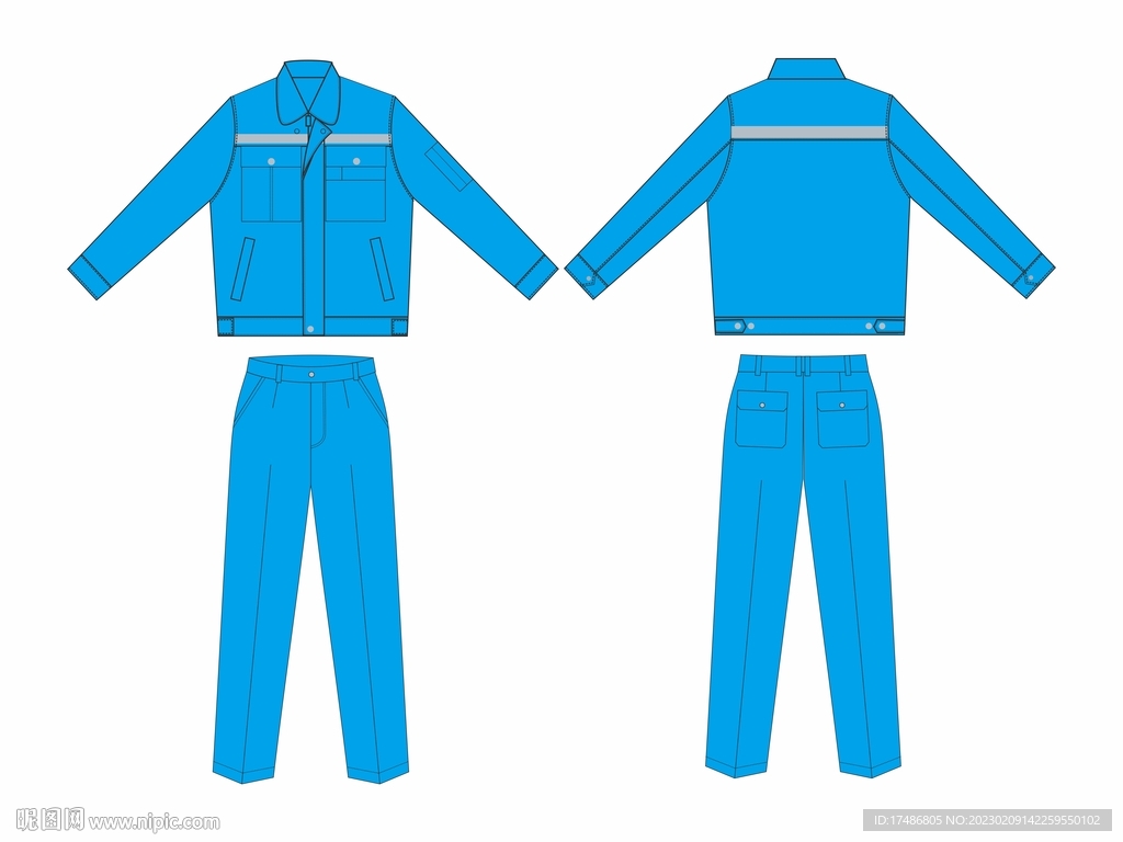 劳保服工装工人服装平面设计稿