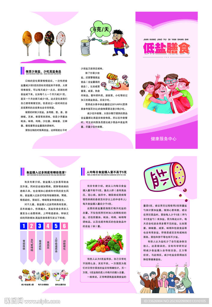 低盐膳食三折页
