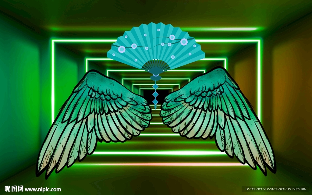 网红翅膀直播间背景墙 