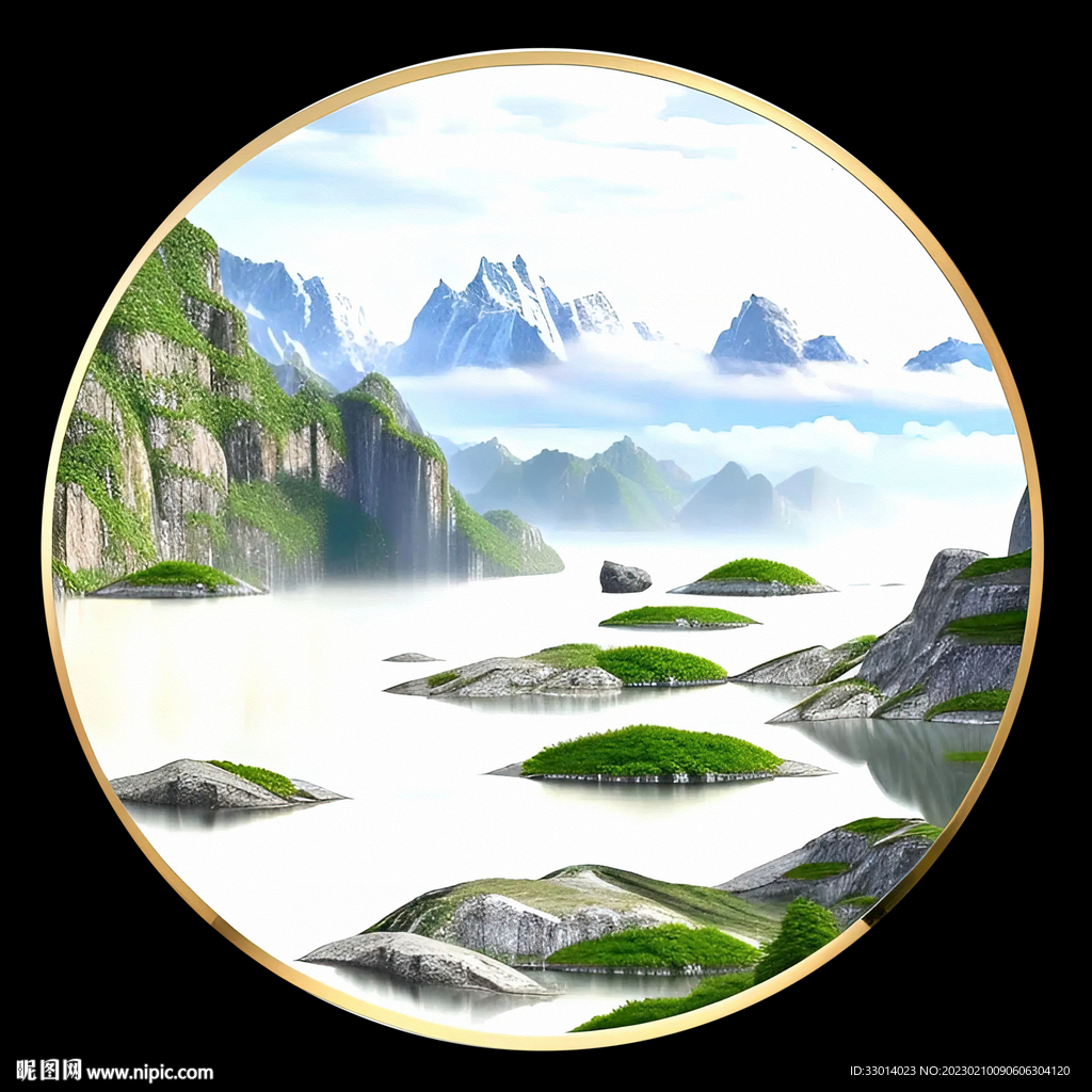 圆形山水画