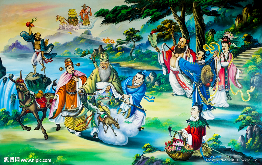 八仙过海神话绘画