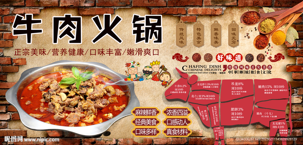 牛肉火锅背景墙