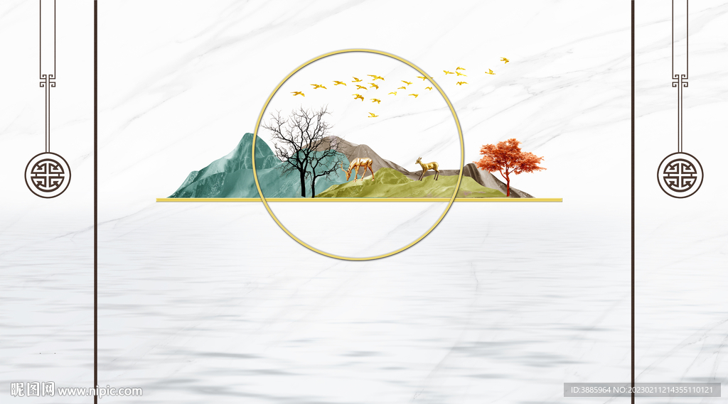 抽象线条山水图片
