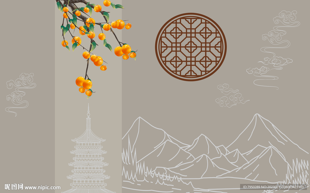 新中式背景墙 