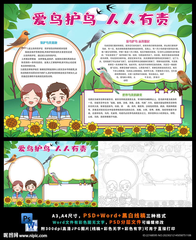 爱鸟护鸟类模板保护野生动物旅游