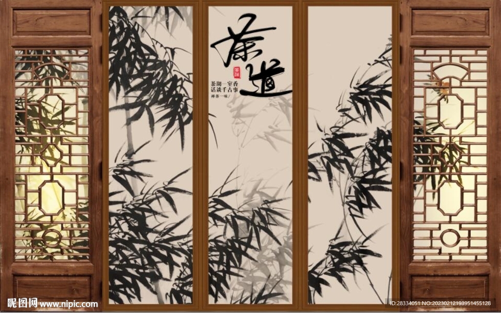 复古怀旧古代茶茶楼背景墙壁画