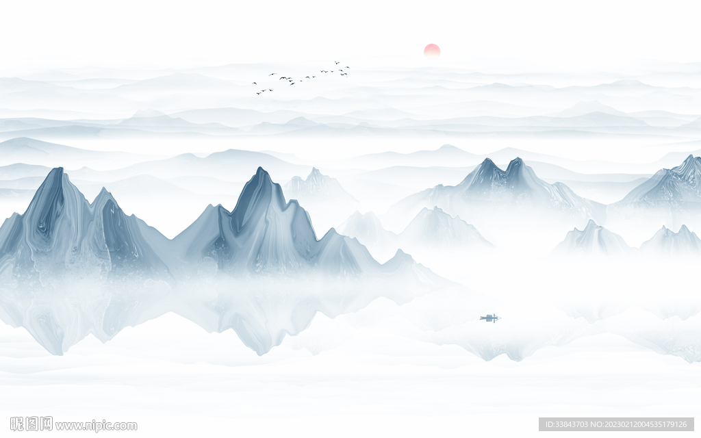 水墨山水背景墙