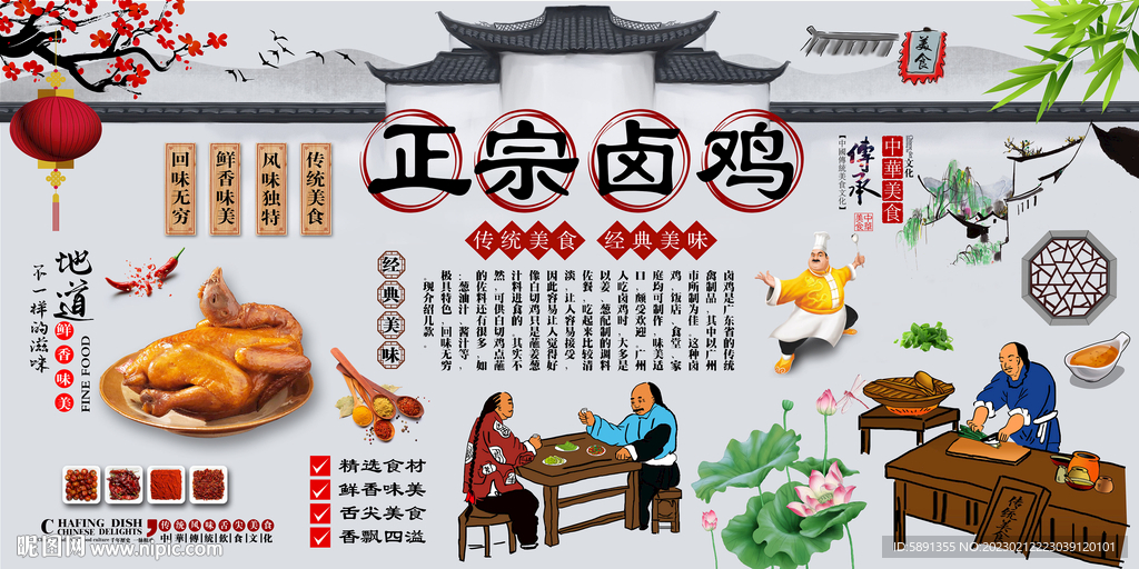 卤鸡背景墙
