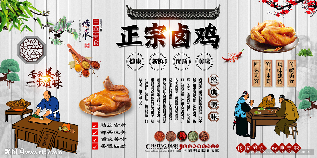 卤鸡背景墙