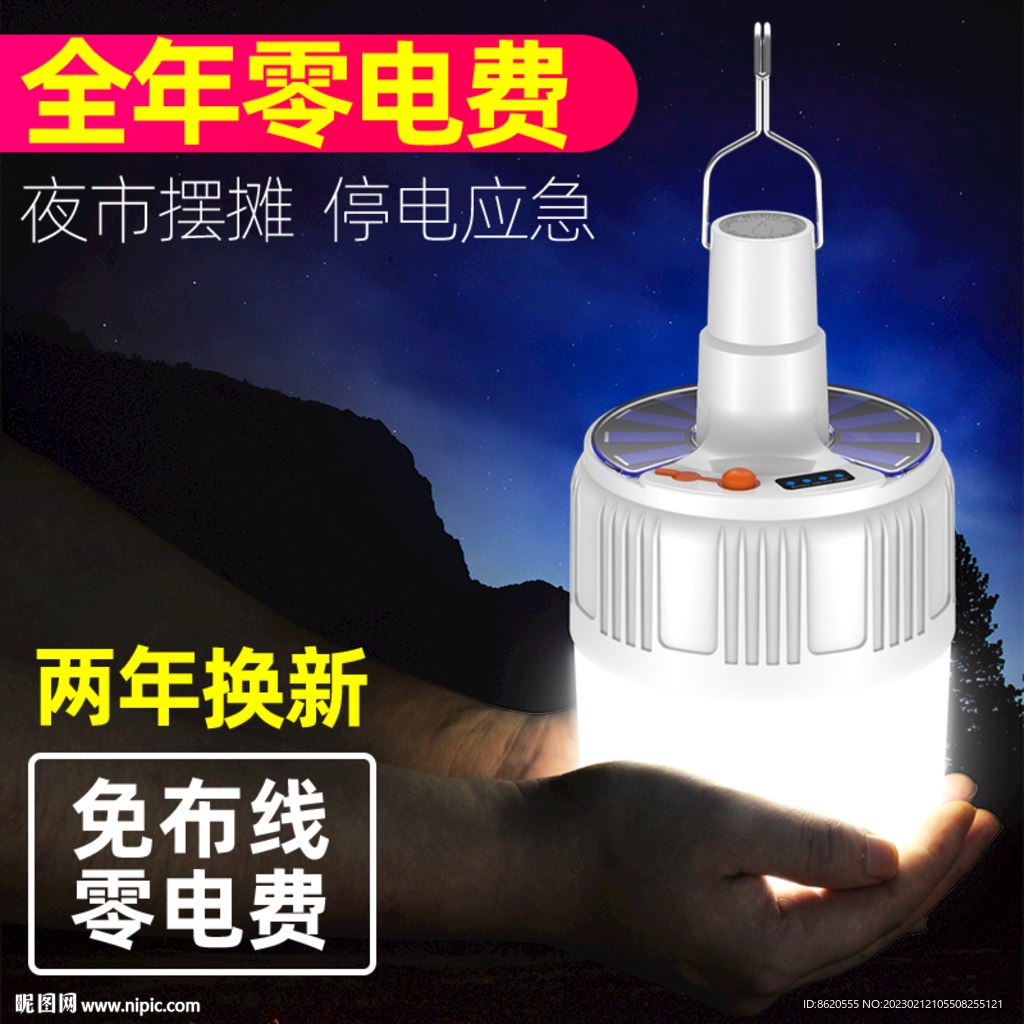 太阳能夜市球泡灯