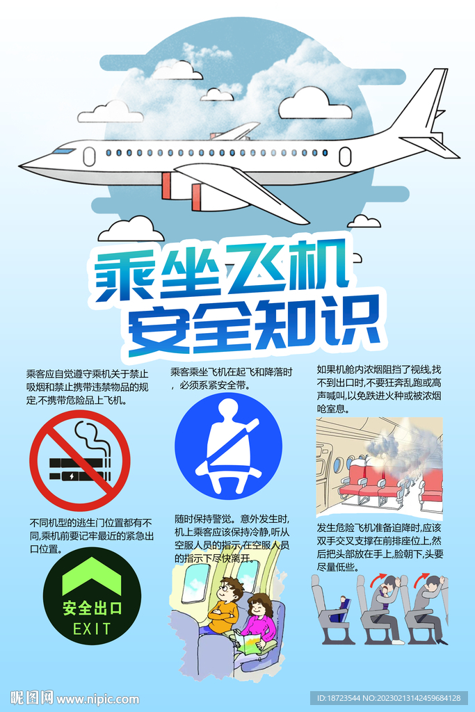 乘坐飞机安全知识海报