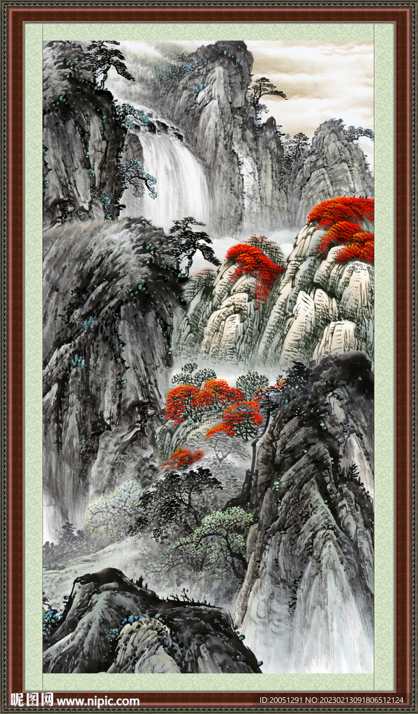 竖幅山水画 