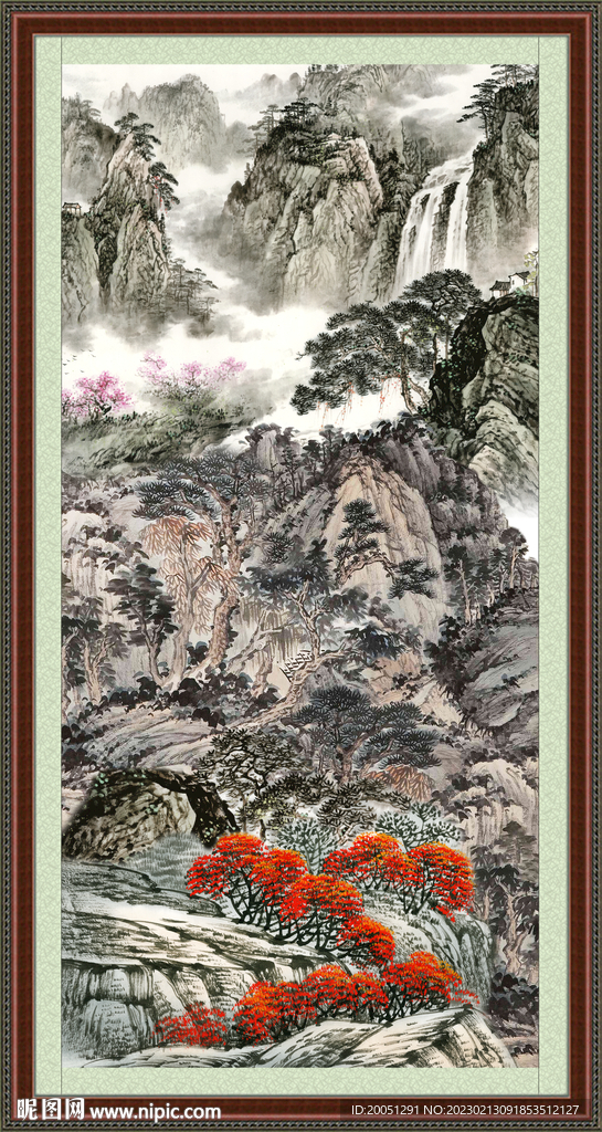 竖幅山水画 