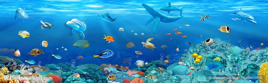 海底世界水族馆全屋空间背景墙