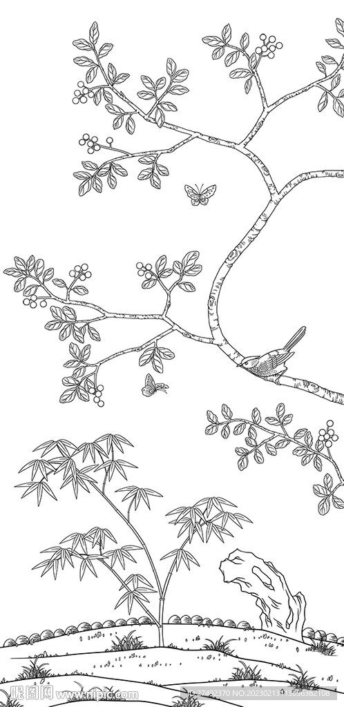 白描花鸟