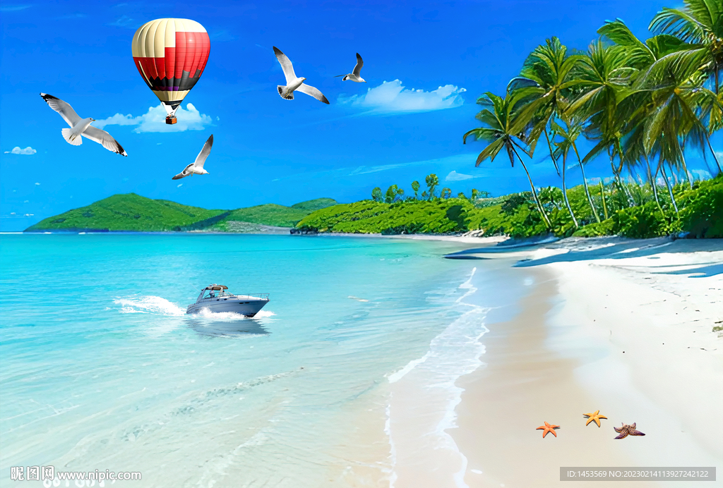 蓝天白云大海沙滩