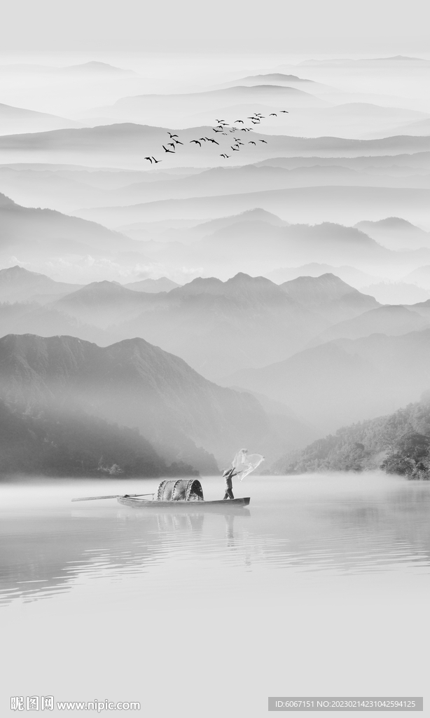 竖幅水墨画