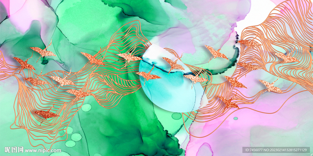 飞鸟水彩高清艺术挂画装饰画