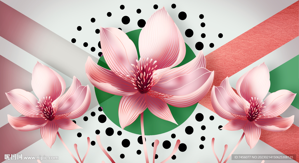 唯美粉色花朵时尚挂画装饰画