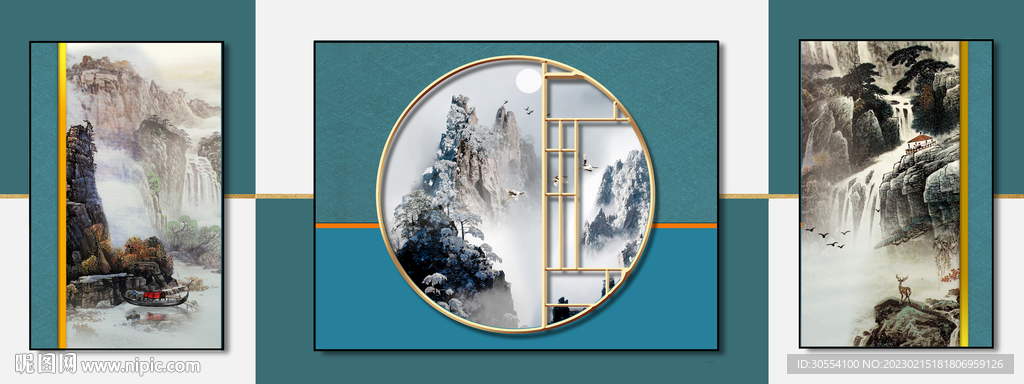 现代简约装饰画轻奢装饰画三联画