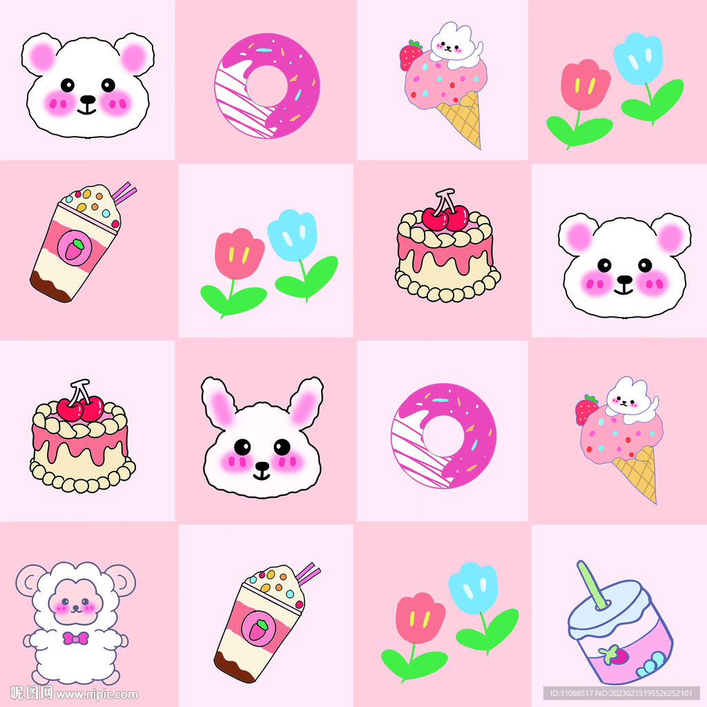 粉色甜品兔子
