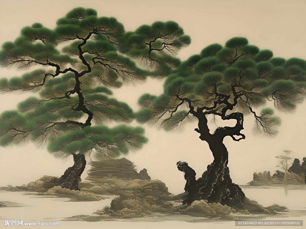 松树国画