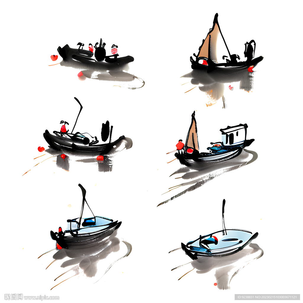 国画渔船