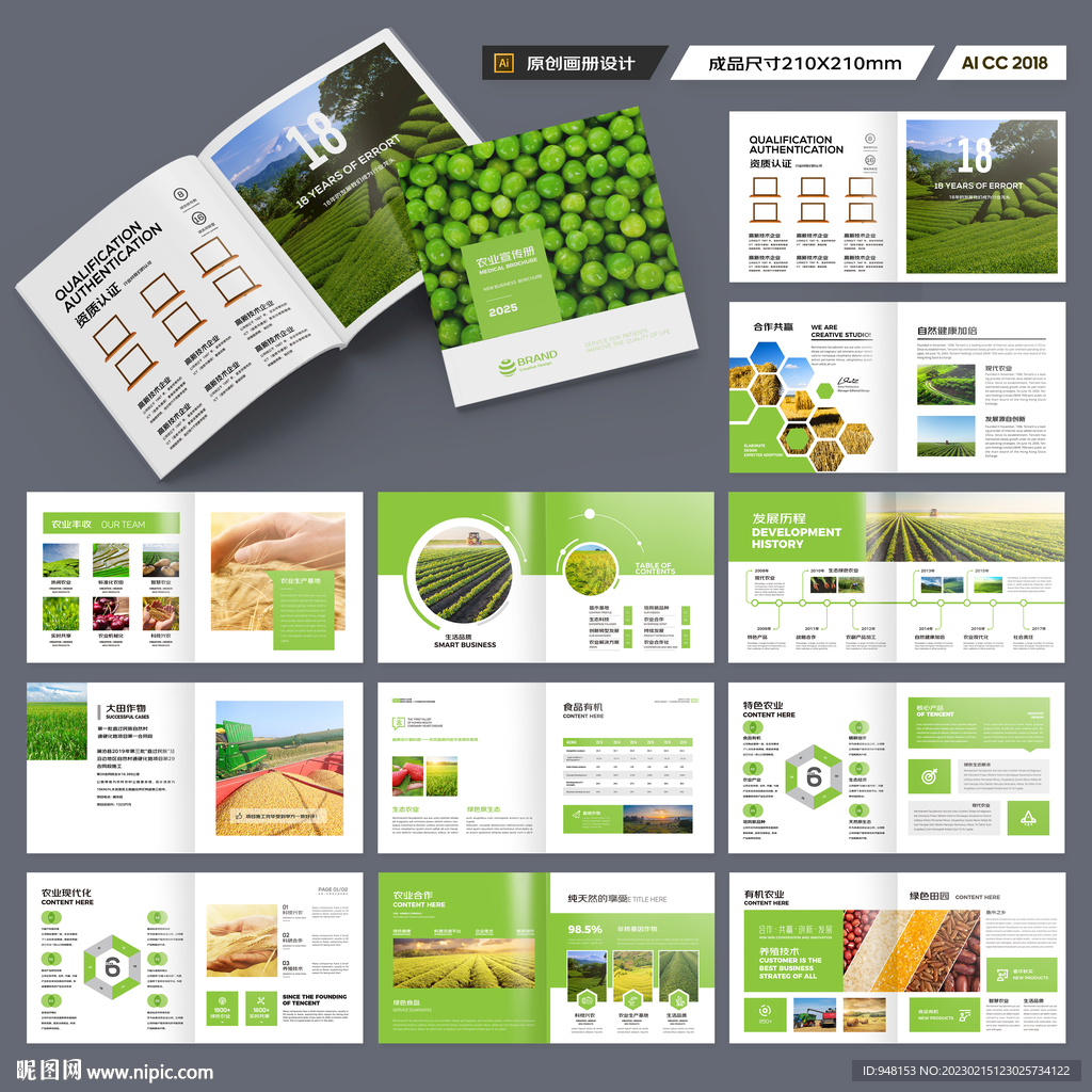 方形农业画册模板