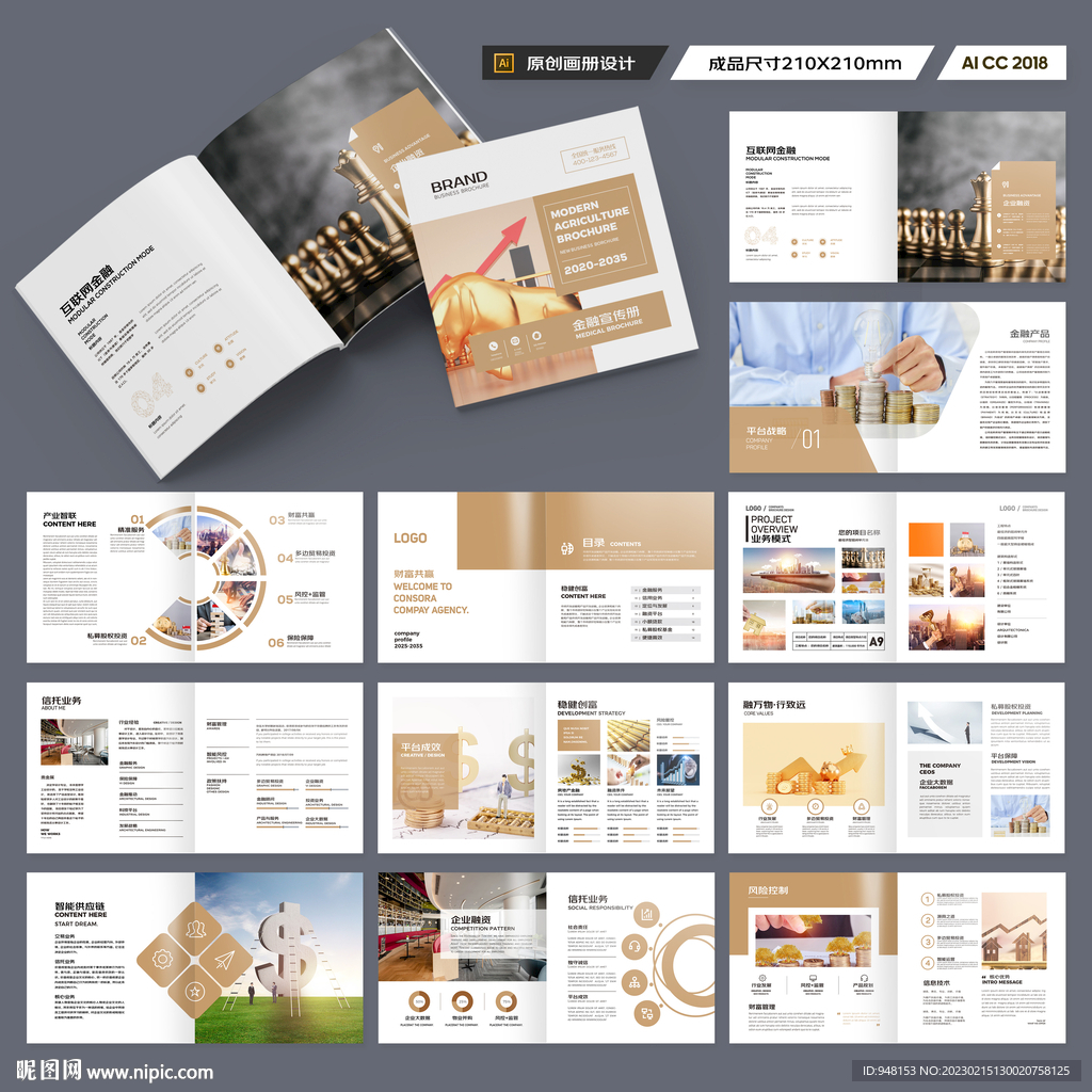 方形金融宣传画册