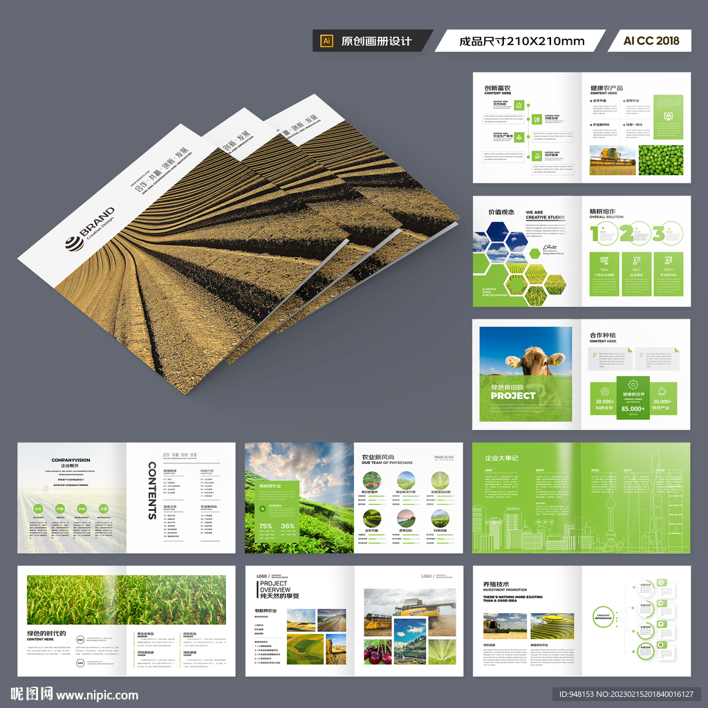 方形农业画册模板