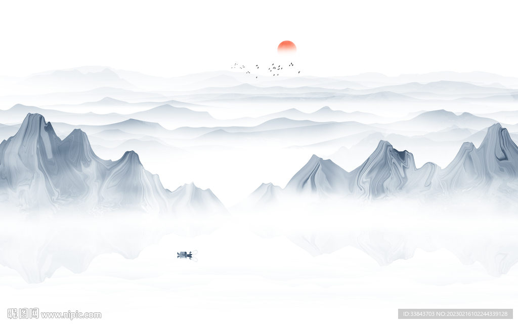 意境水墨山水画