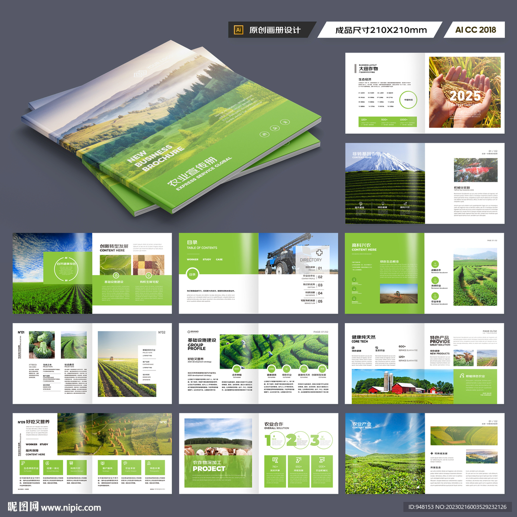 方形农业画册模板