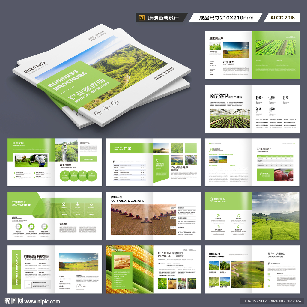 方形绿色农业画册