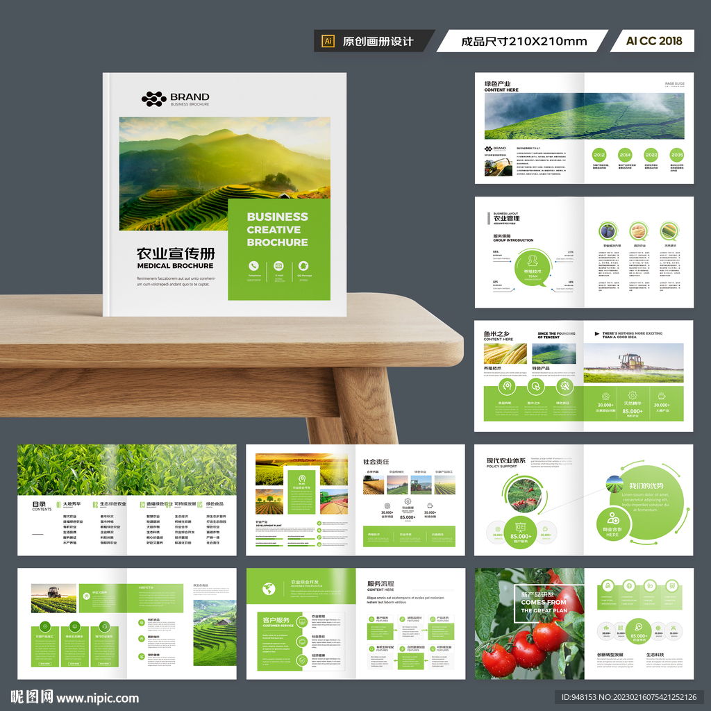 方形农业画册模板