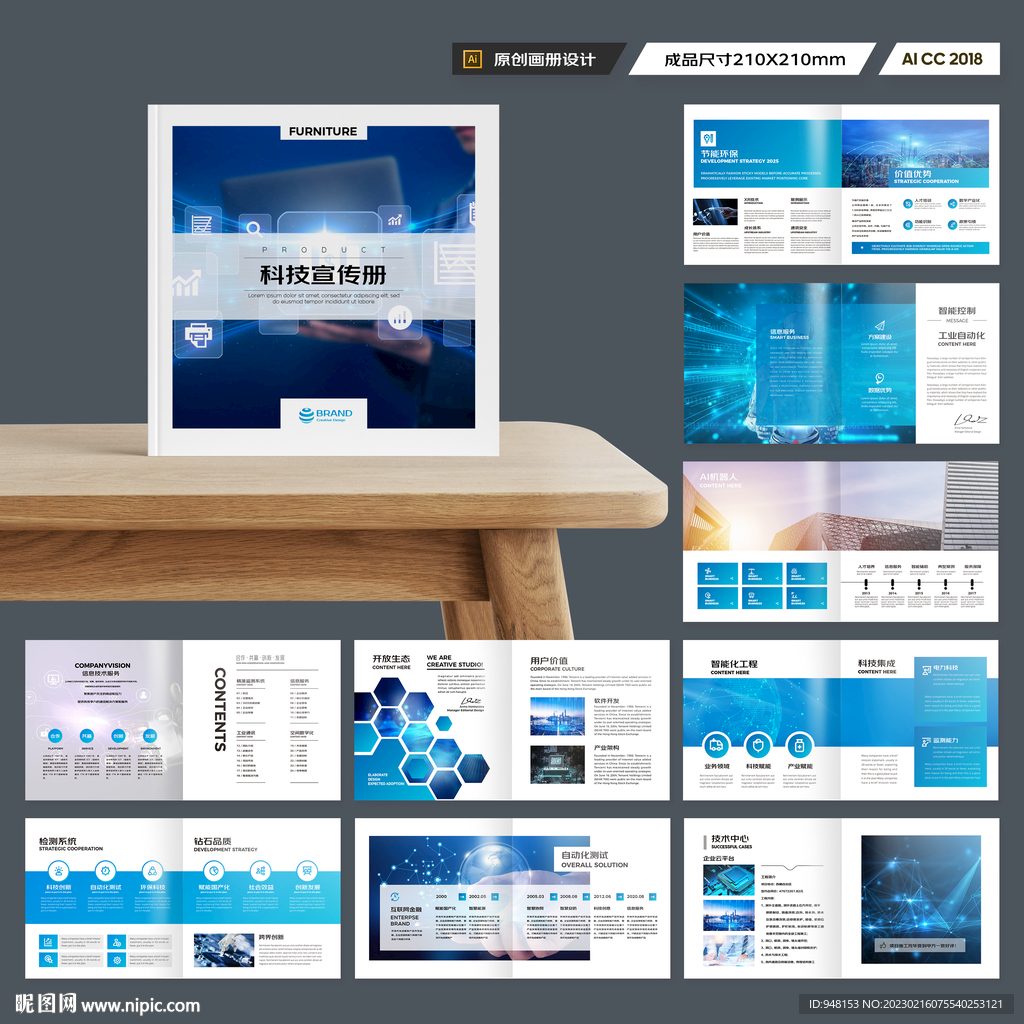 方形信息技术画册