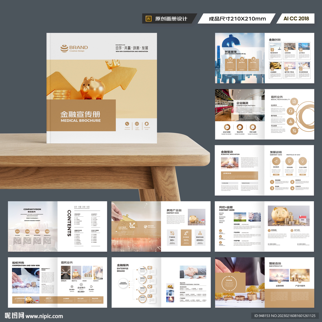 方形金融宣传画册
