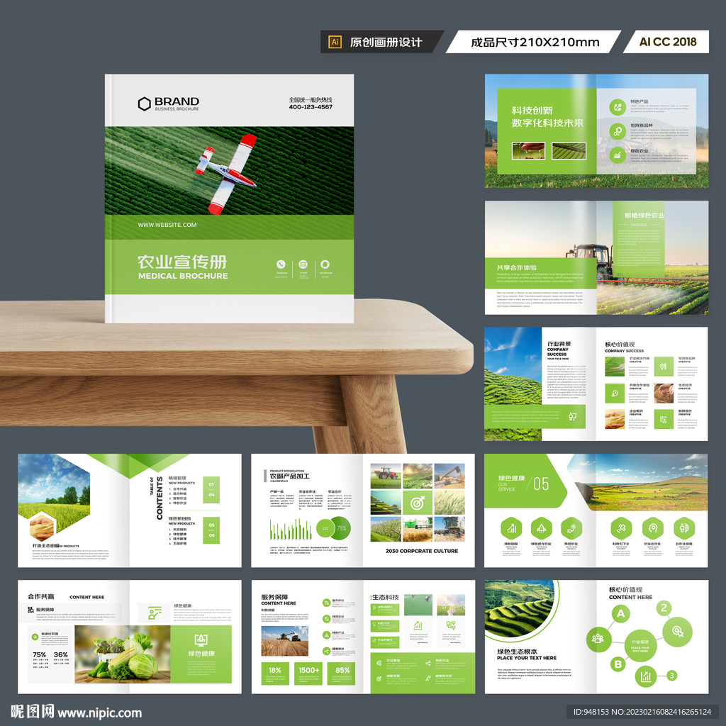 方形农业画册模板