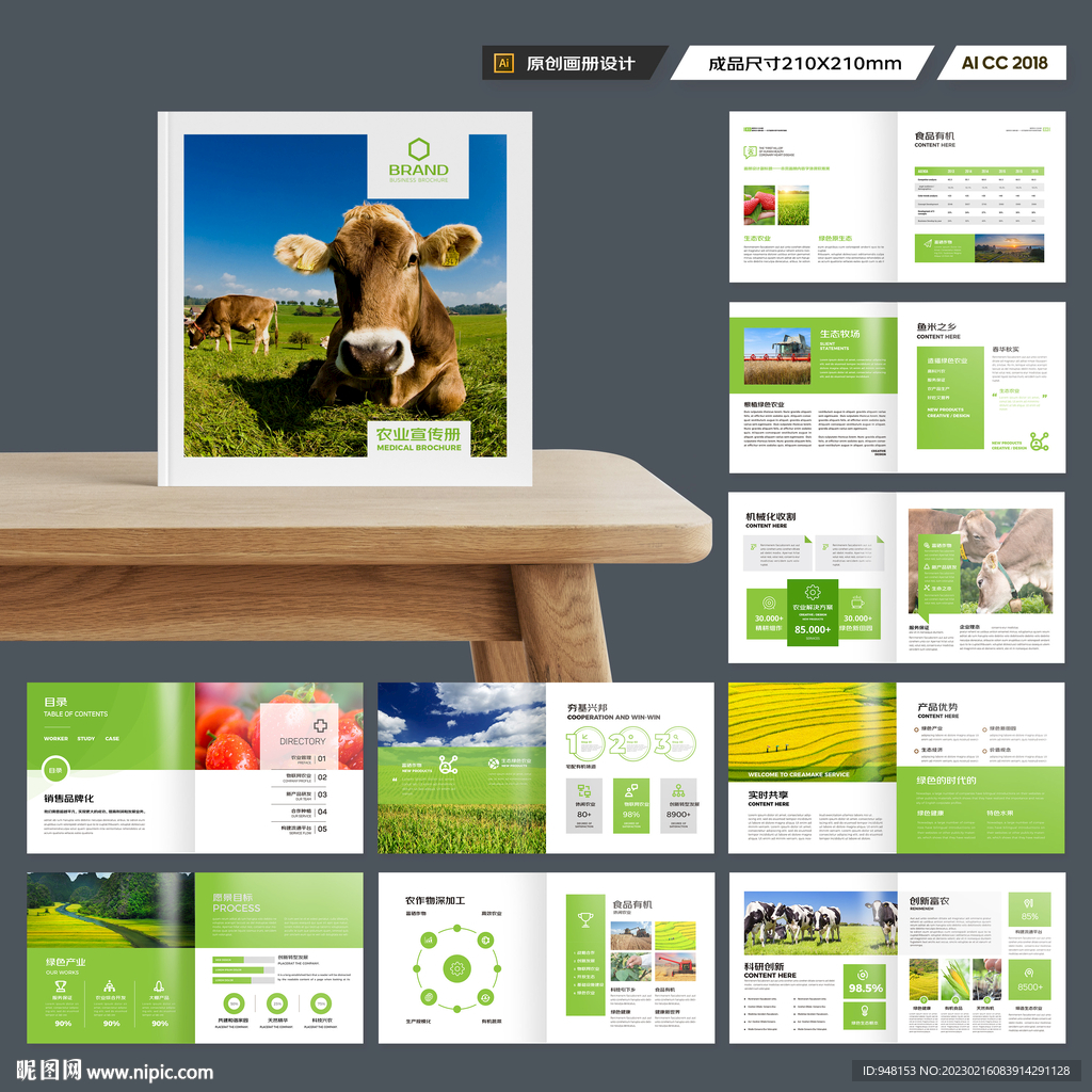 方形农业画册模板