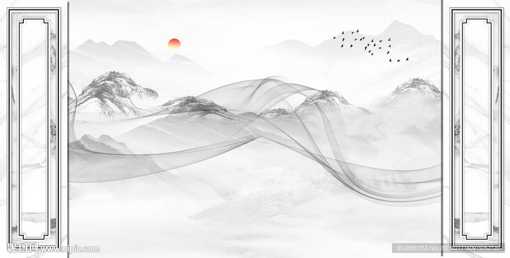 大理石飘带背景墙