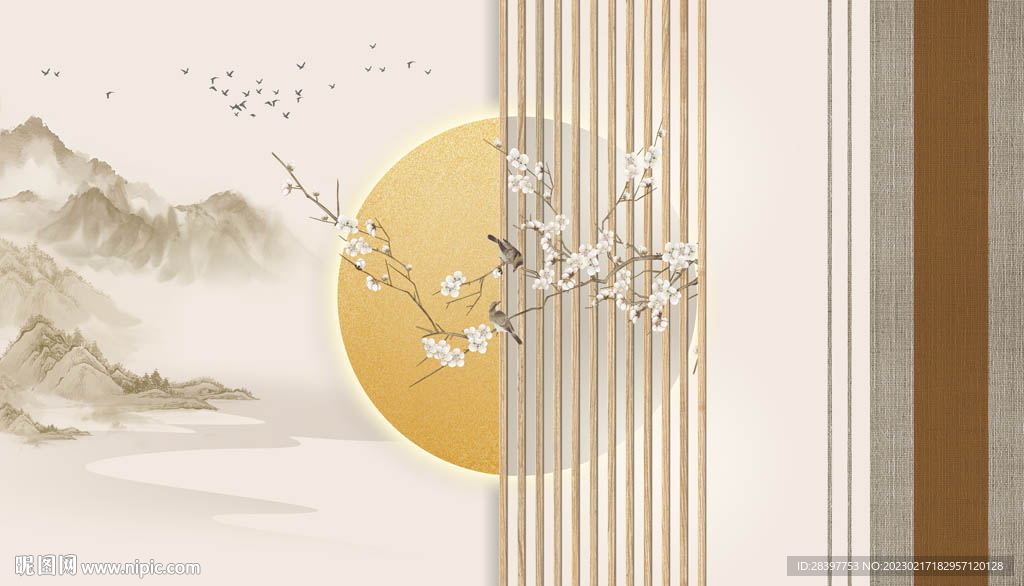 手绘花鸟图背景