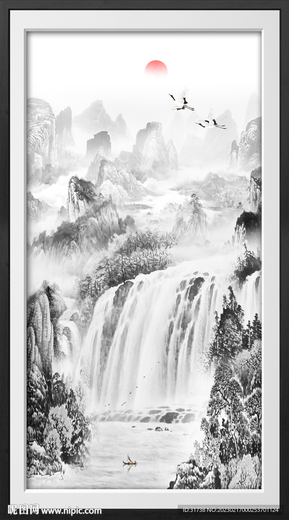 竖幅水墨画