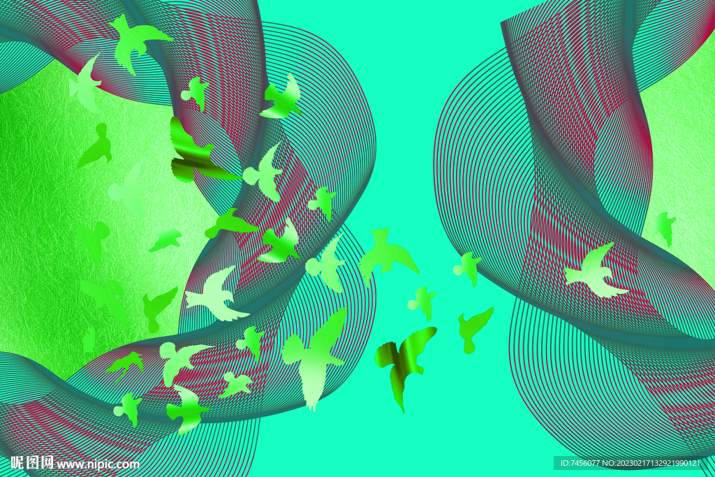 飞鸟时尚背景挂画装饰画