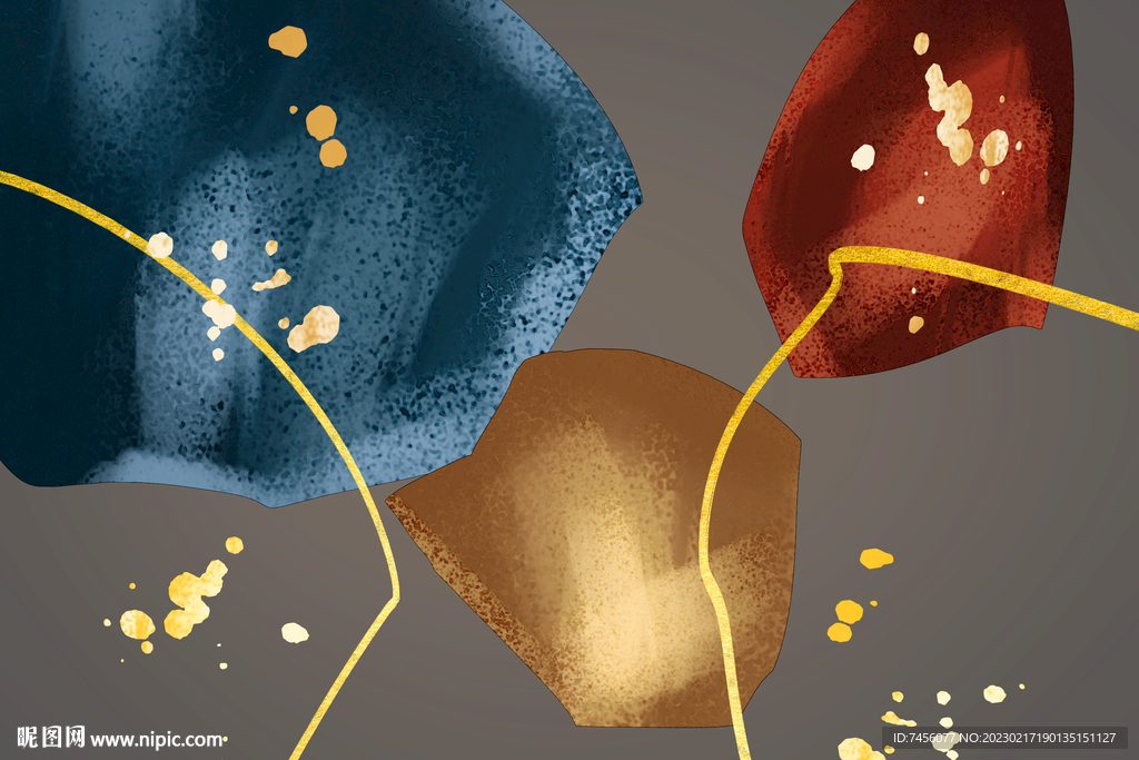 水彩色块艺术挂画装饰画